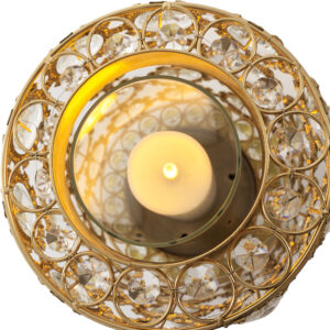 Efektowny złoty znicz z serii premium w formie walca z kryształkami