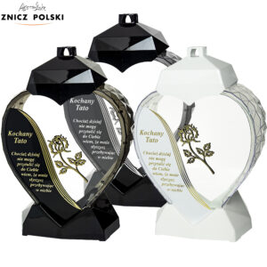 Piękny duży znicz w kształcie serca dla Taty SERCE WIERSZ RÓŻA