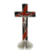 Krzyż stojący metalowy zdobiony żywicą kolorową