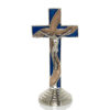 Krzyż stojący metalowy zdobiony żywicą kolorową