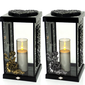 Nowoczesny elegancki znicz zdobiony ornamentami i kwiatem róży