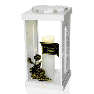 Wyjątkowy ażurowy biały znicz dla taty na dzień ojca LATARNIA GRACJA TACIE