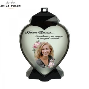 Znicz perosnalizowany w kształcie serca z własną dedykacją i zdjęciem