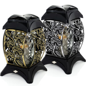 Kwadratowy znicz z odobnymi kwiatami orchidei w kolorze złotym lub srebrnym