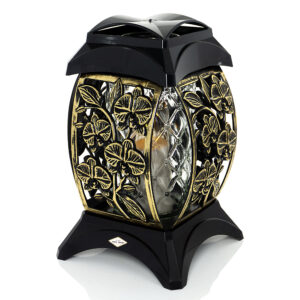 Kwadratowy znicz z odobnymi kwiatami orchidei w kolorze złotym lub srebrnym