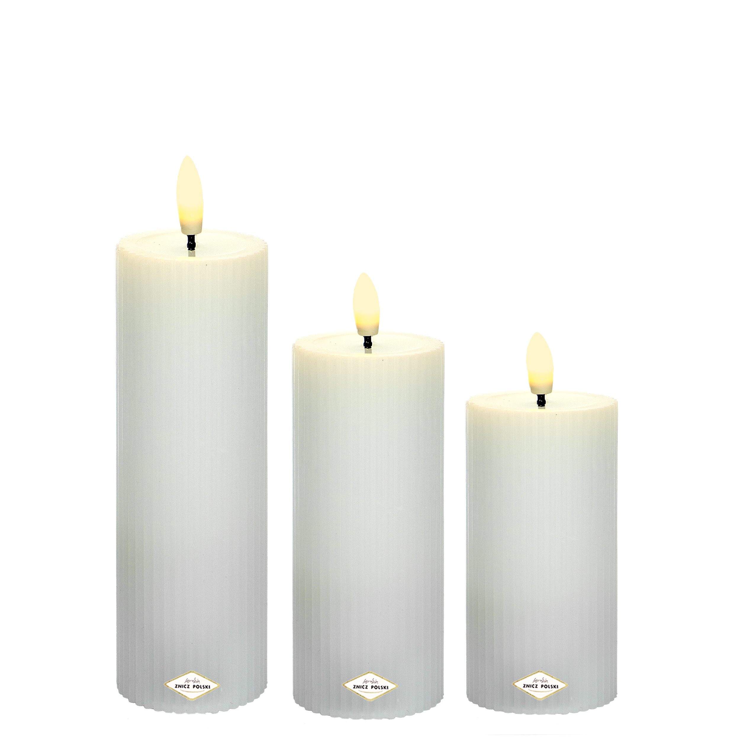 Świeca LED woskowana karbowana wysokości 10cm, 12,5cm lub 15cm