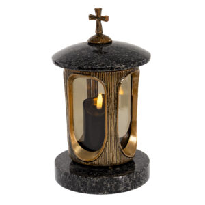 Lampion z granitu IMPALA ze złotymi lub srebrnymi elementami - kapliczka artystyczna ekskluzywna
