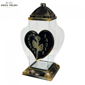 Znicz dla taty w kolorze złotym SERCE RÓŻA TACIE