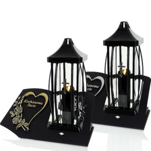 Duży okazały znicz dla Taty z metalową podstawą i sercem