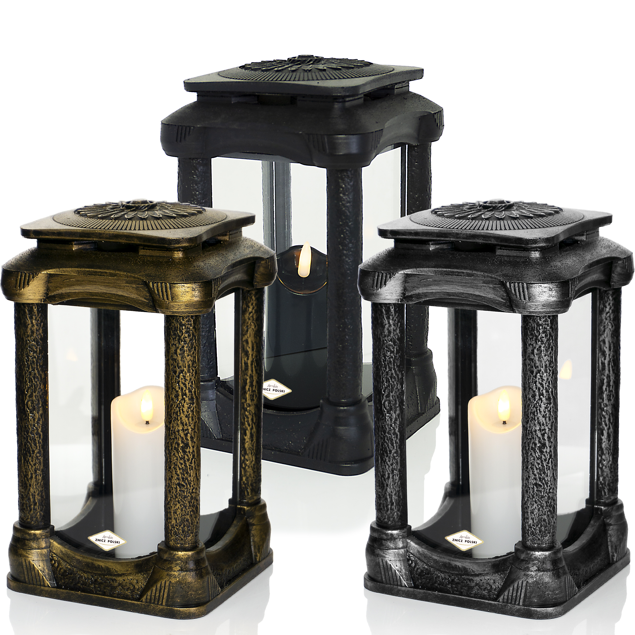 Elegancki znicz żywiczny w formie zdobionej kapliczki ROMA