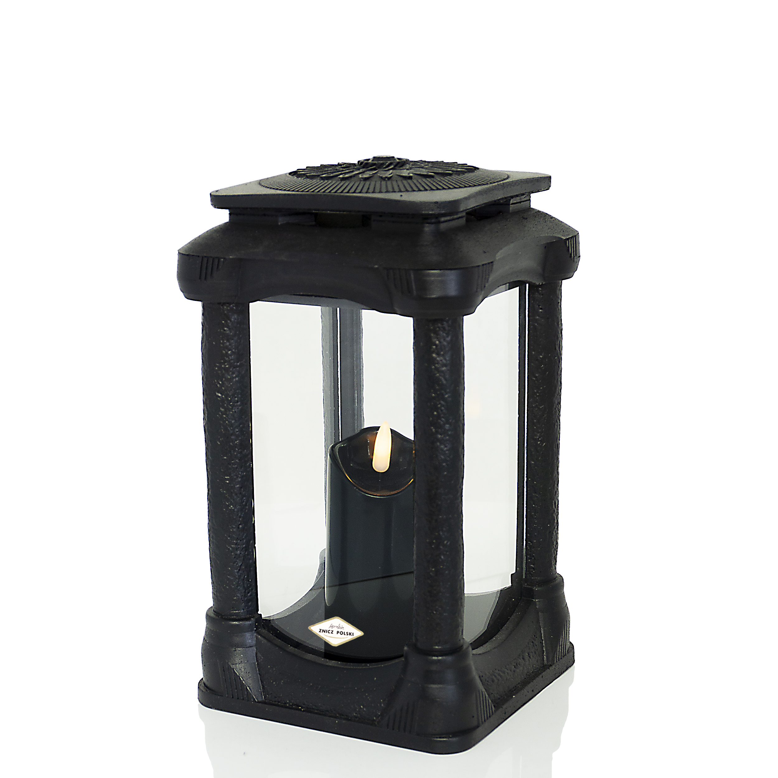 Elegancki znicz żywiczny w formie zdobionej kapliczki ROMA