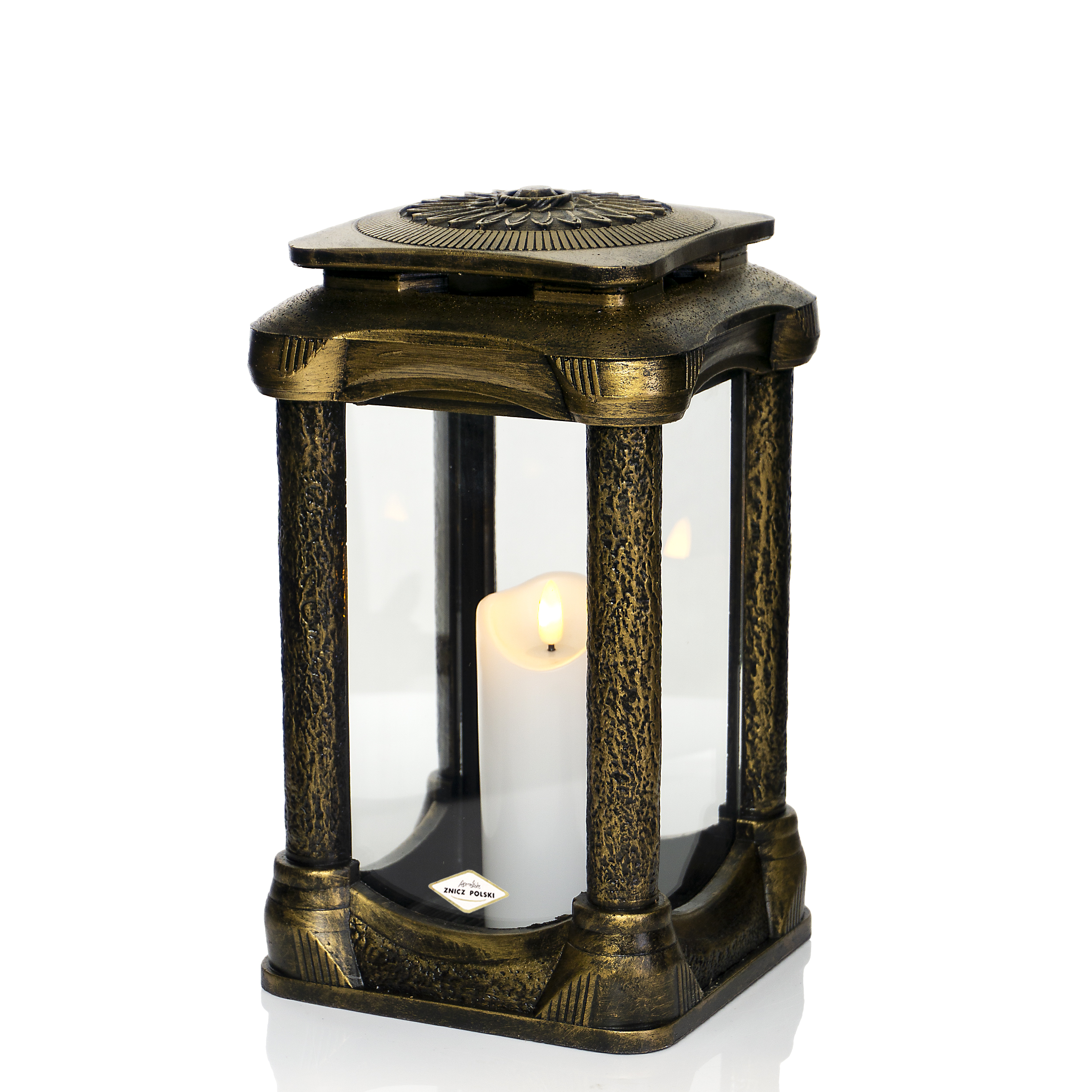 Elegancki znicz żywiczny w formie zdobionej kapliczki ROMA