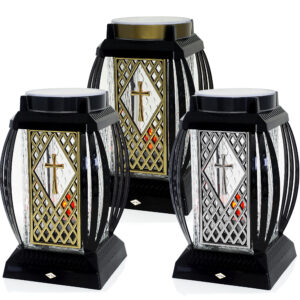 Ozdobny prosty znicz solarny wysokości 25cm NOWOŚĆ 2025