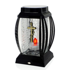 Znicz solarny z odozbnym krzyżem 25cm - złoty lub srebrny