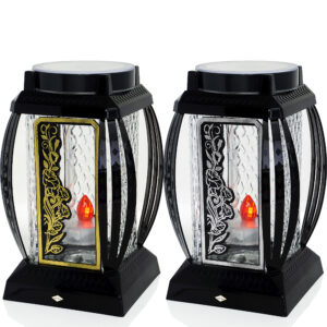 Elegancki znicz solarny z motywem kwiatów róży 25cm