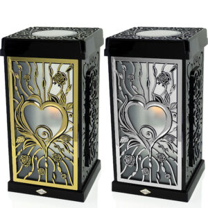 Znicz solarny wieczne światło GRACJA RÓŻA SERCE bogato zdobiony