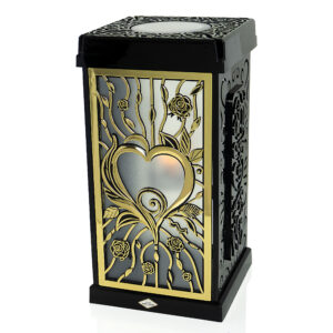 Znicz solarny wieczne światło GRACJA RÓŻA SERCE bogato zdobiony