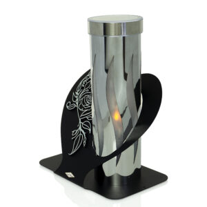 Znicz solarny SOLAR METAL SERCE RÓŻA AŻUR