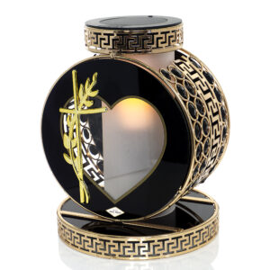 Wyjątkowy znicz solarny w formie koła i serca z kryształkami szkła NOWOŚĆ