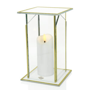 Biały znicz na cmentarz kaplikcza szklana GLASS