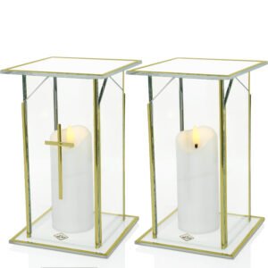 Biały znicz na cmentarz kaplikcza szklana GLASS