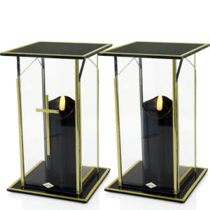 Czarny znicz na cmentarz kaplikcza szklana GLASS