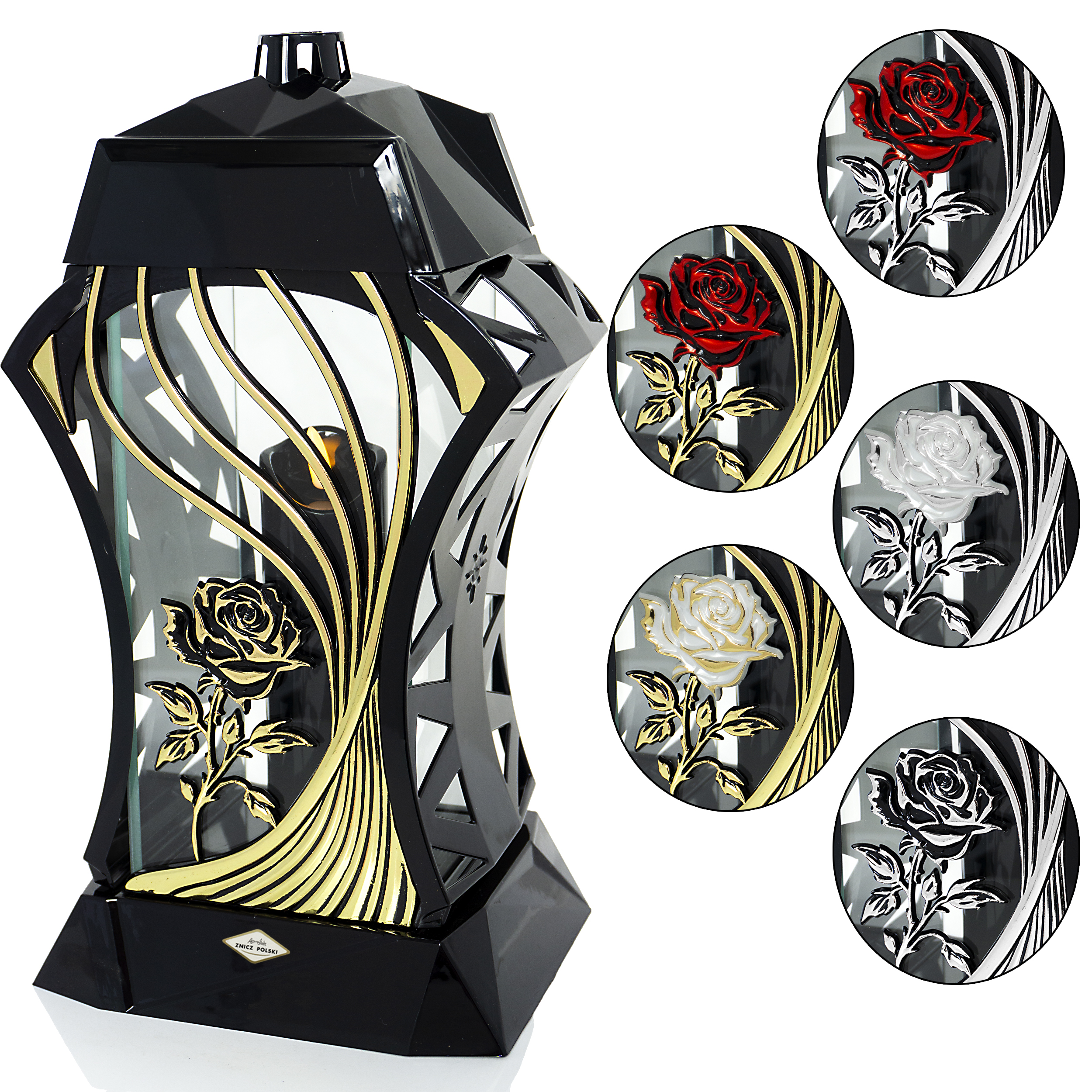 Efektowny duży znicz nagrobny LAMEL AŻUR wersje kolorystyczne do wyboru