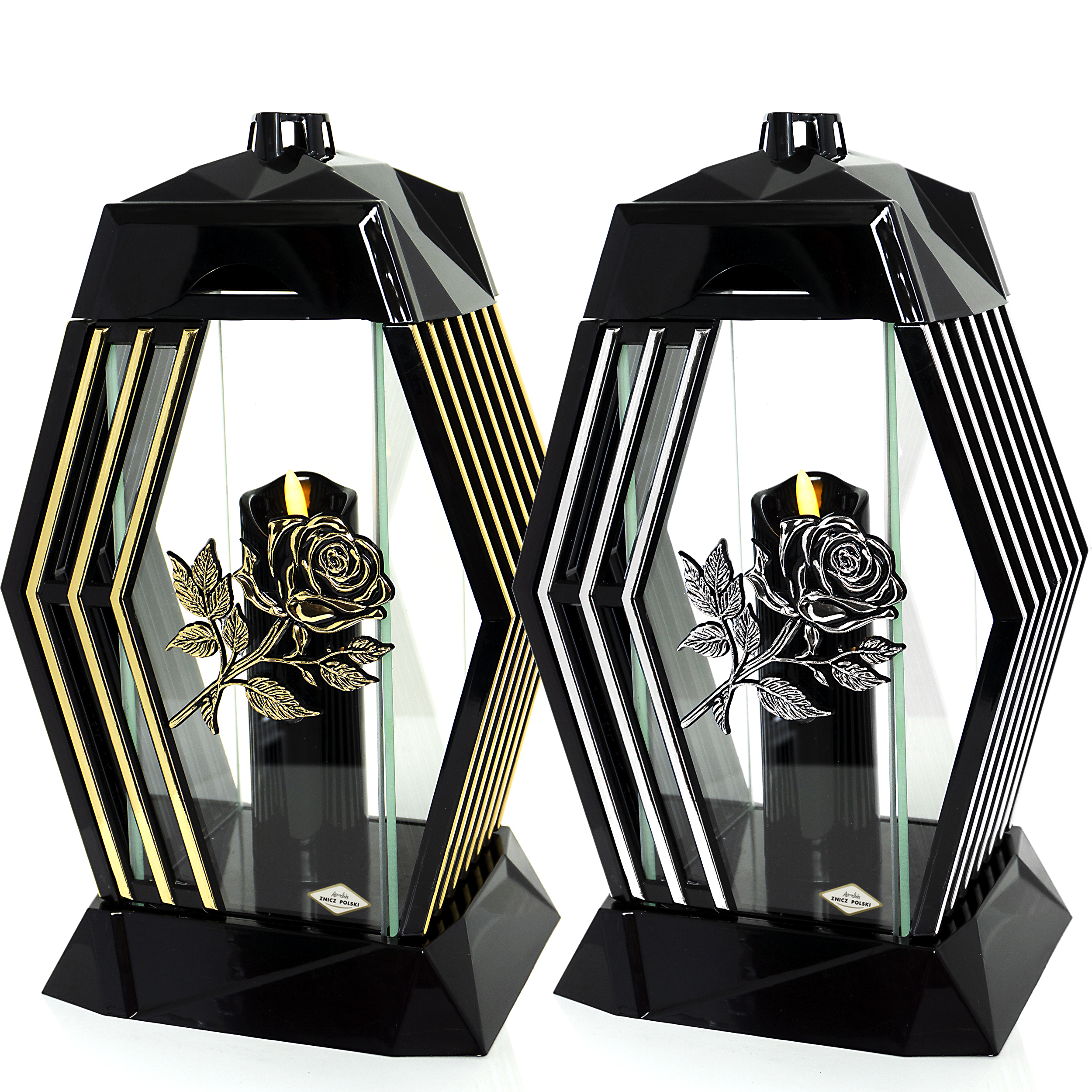 Elegancki znicz nagrobny z motywem róży LAMEL BIS