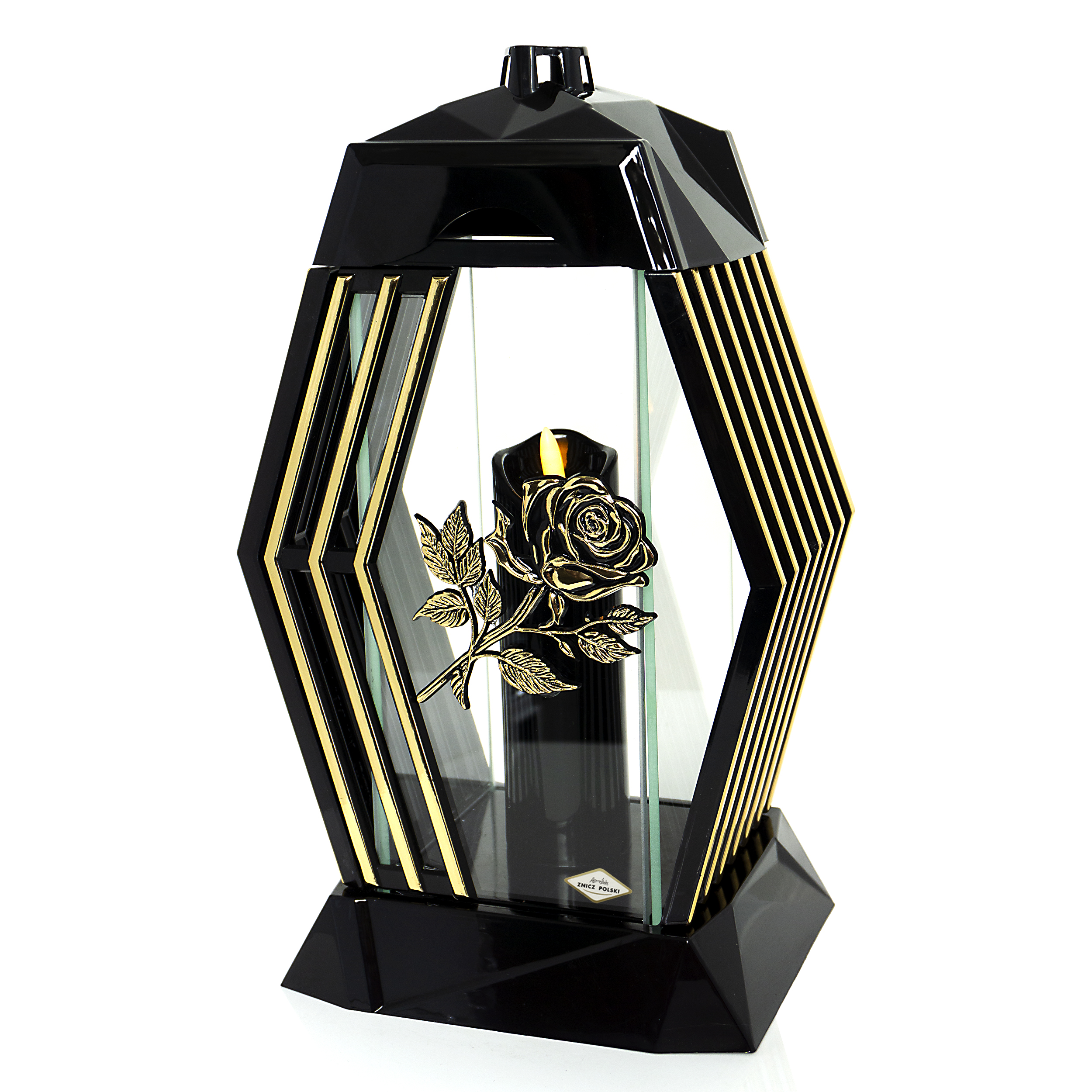 Elegancki znicz nagrobny z motywem róży LAMEL BIS