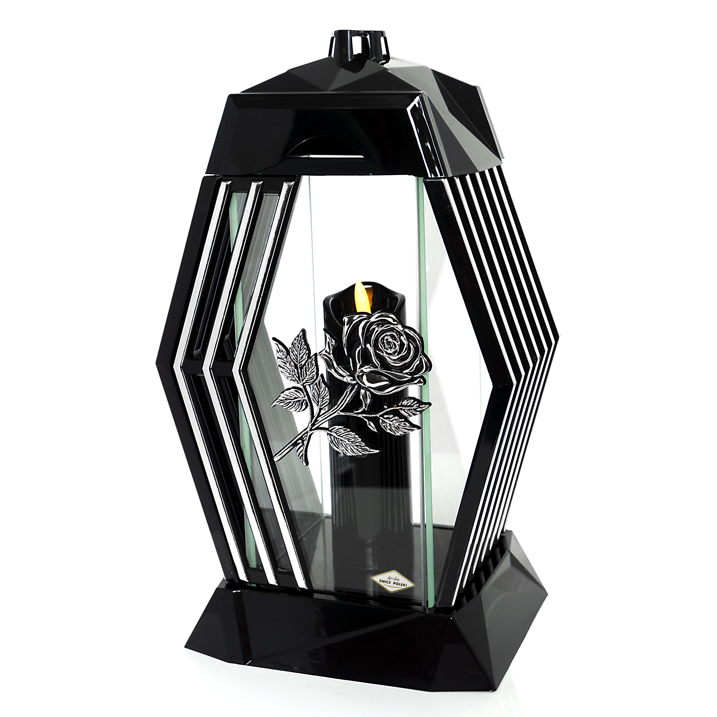 Elegancki znicz nagrobny z motywem róży LAMEL BIS