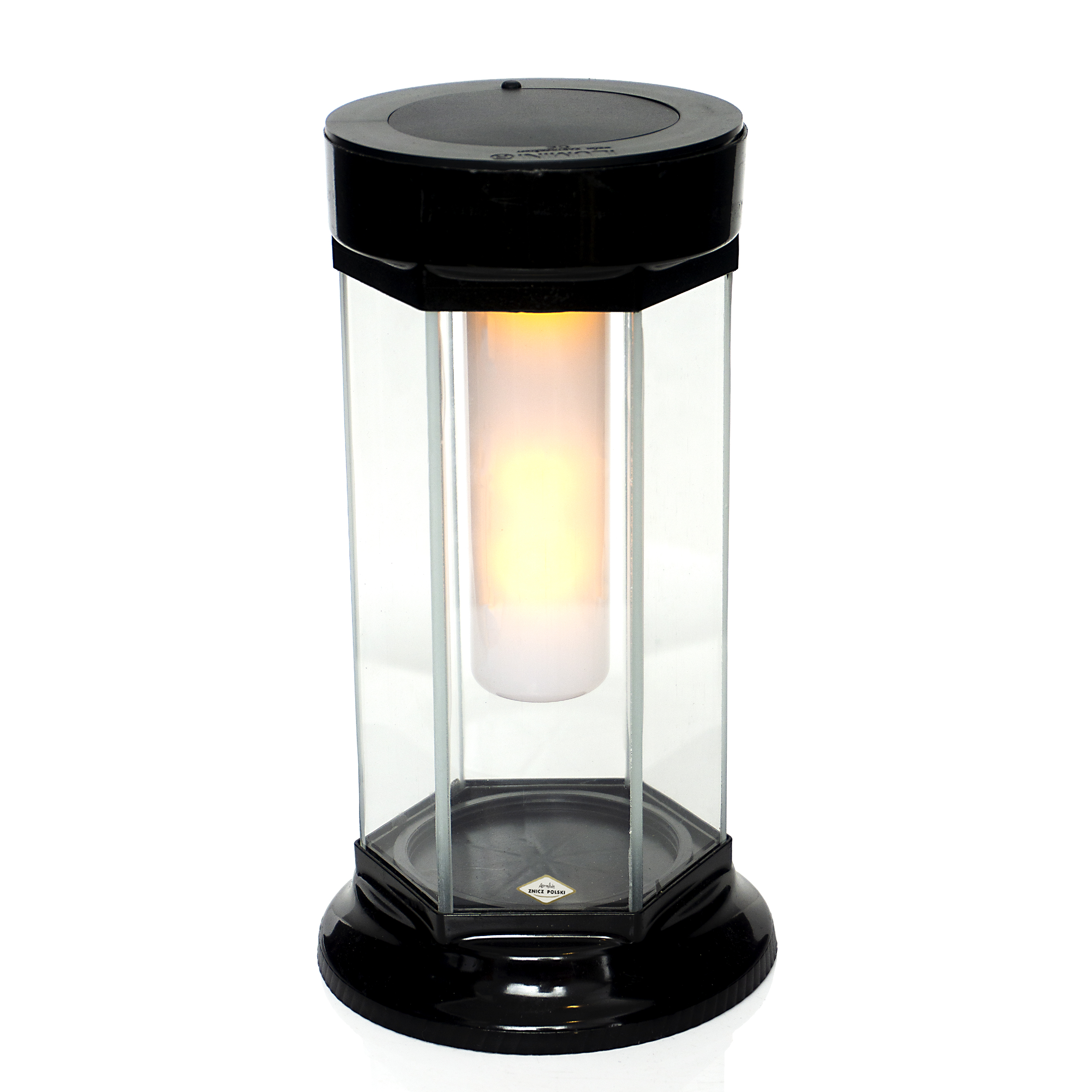 Znicz nagrobny solarny w prostej formie czarny | świeci DZIEŃ i NOC