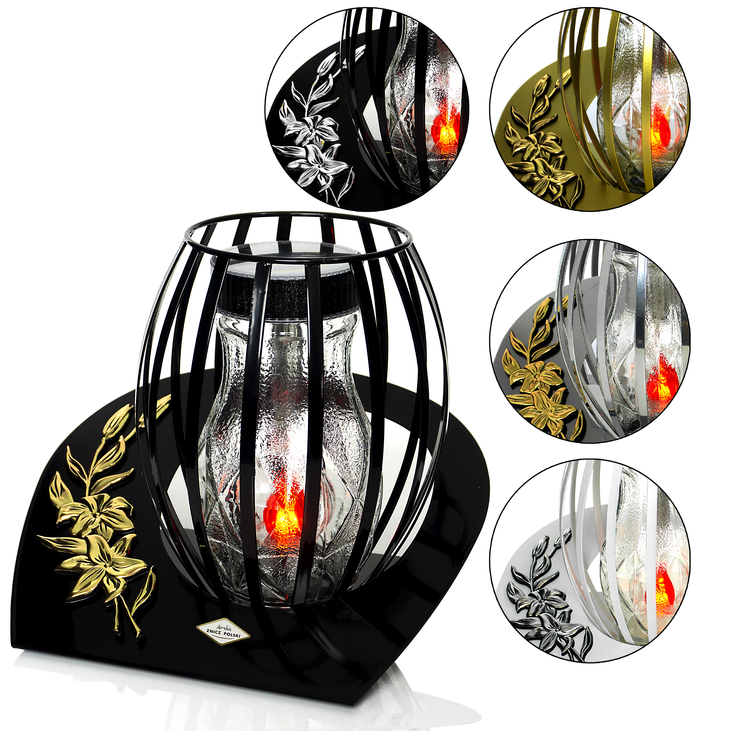 Designerski znicz solarny nagrobny w formie kosza