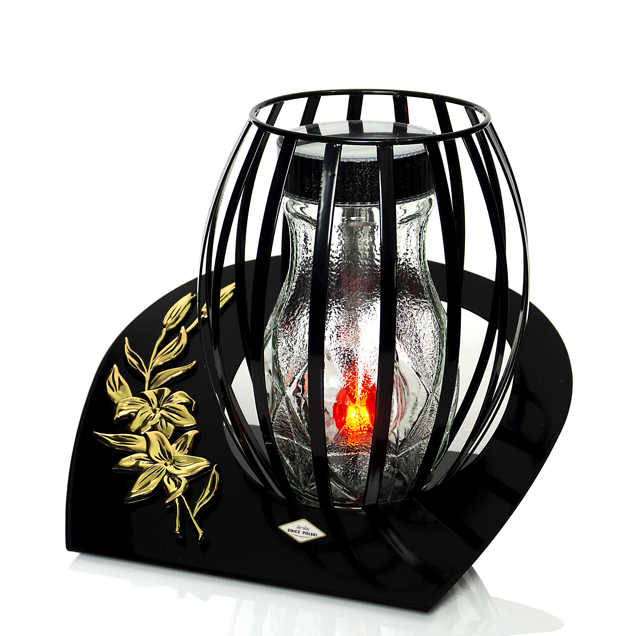 Designerski znicz solarny nagrobny w formie kosza