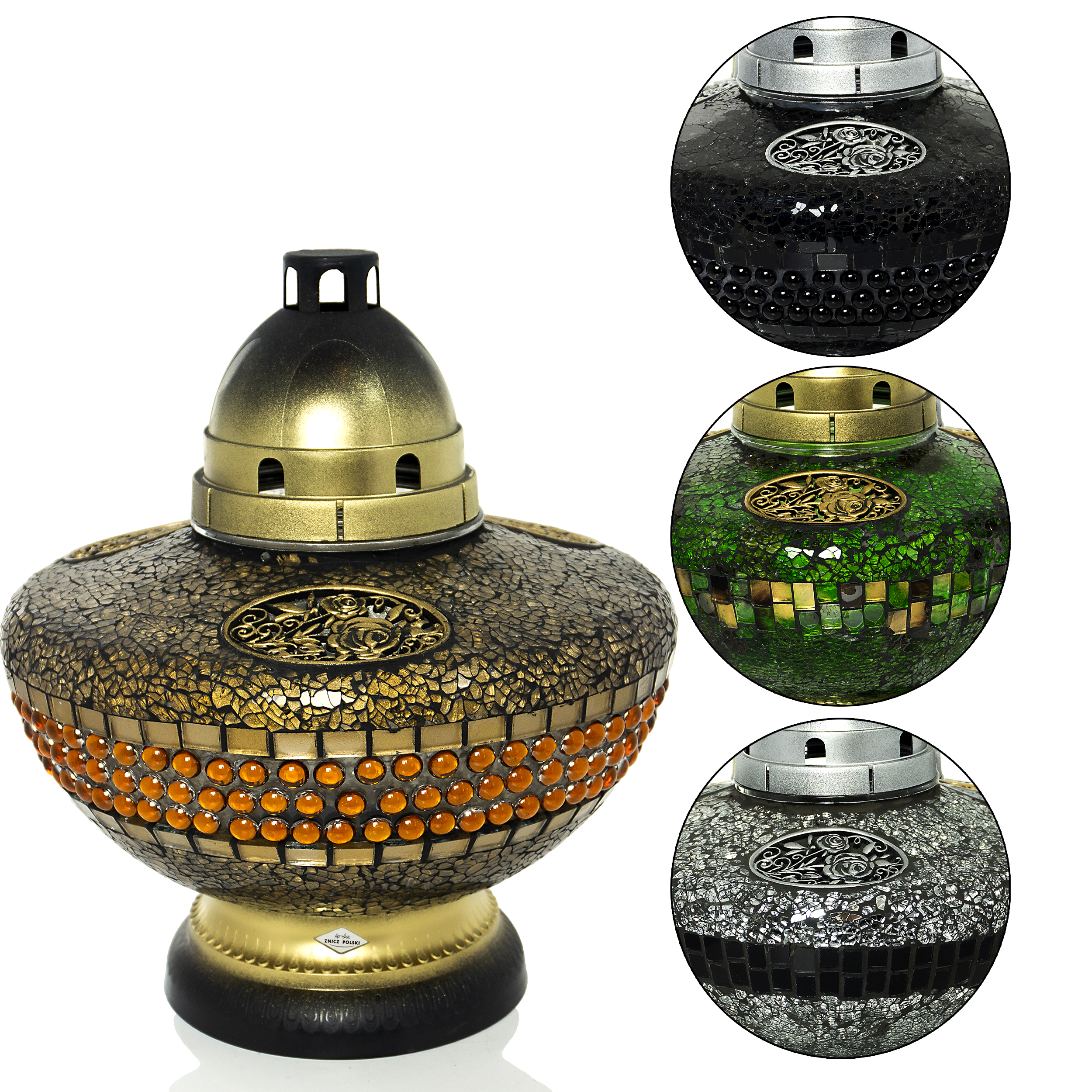 Duży znicz witrażowy z motywem róży