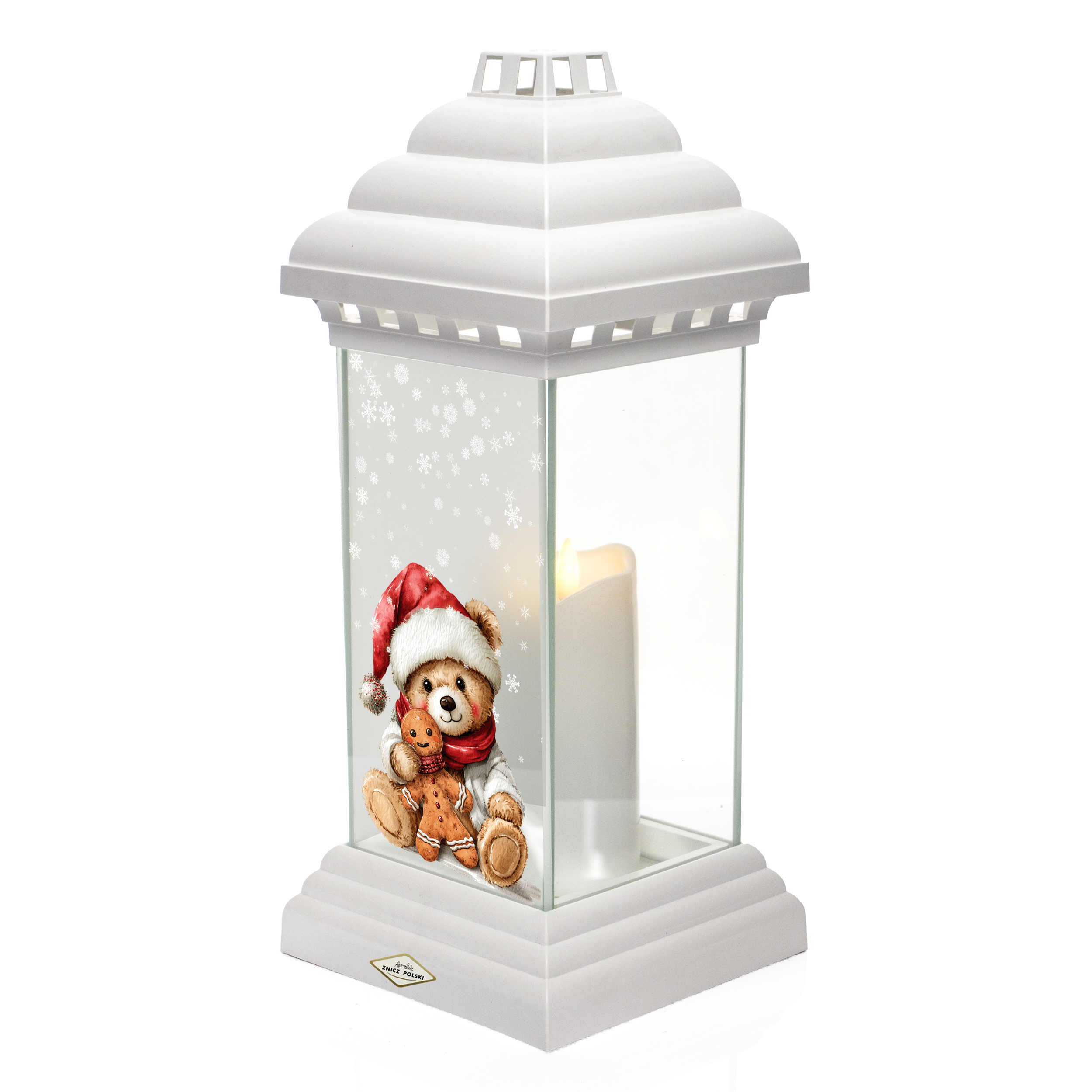 Znicz bożonarodzeniowy LS2 DRUK MIŚ biały