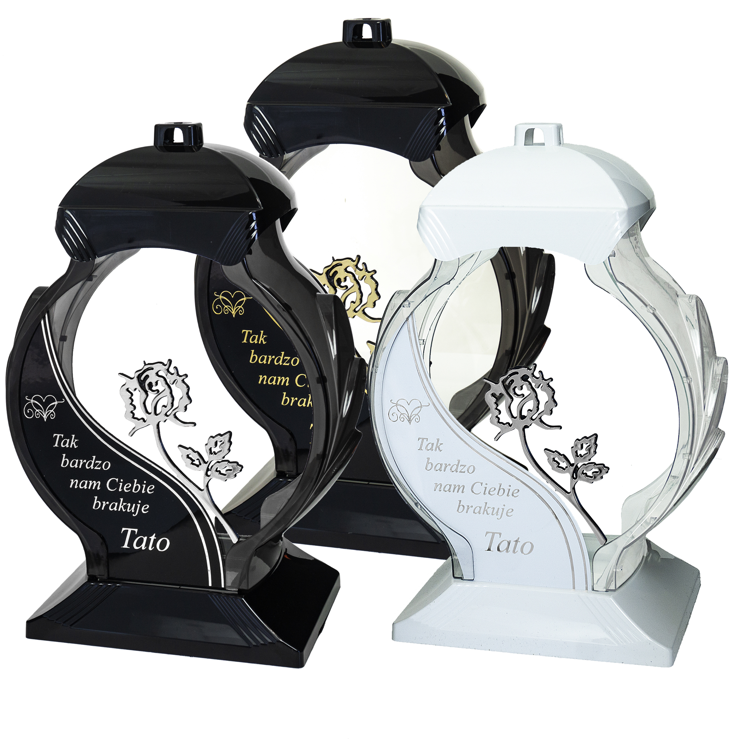 Wyjątkowy elegancki znicz dla taty z dedykacją "Tak bardzo nam Ciebie brakuje Tato"