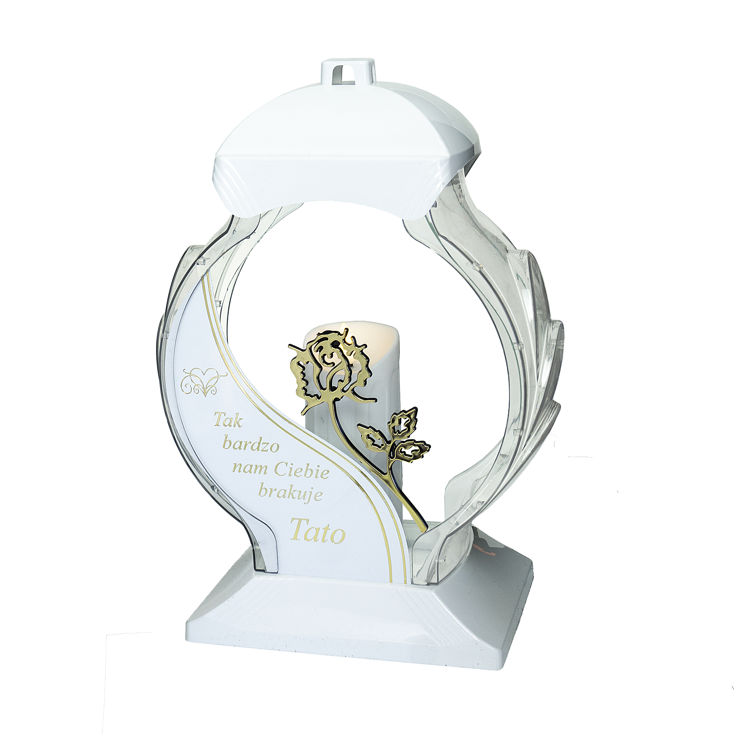 Wyjątkowy elegancki znicz dla taty z dedykacją "Tak bardzo nam Ciebie brakuje Tato"