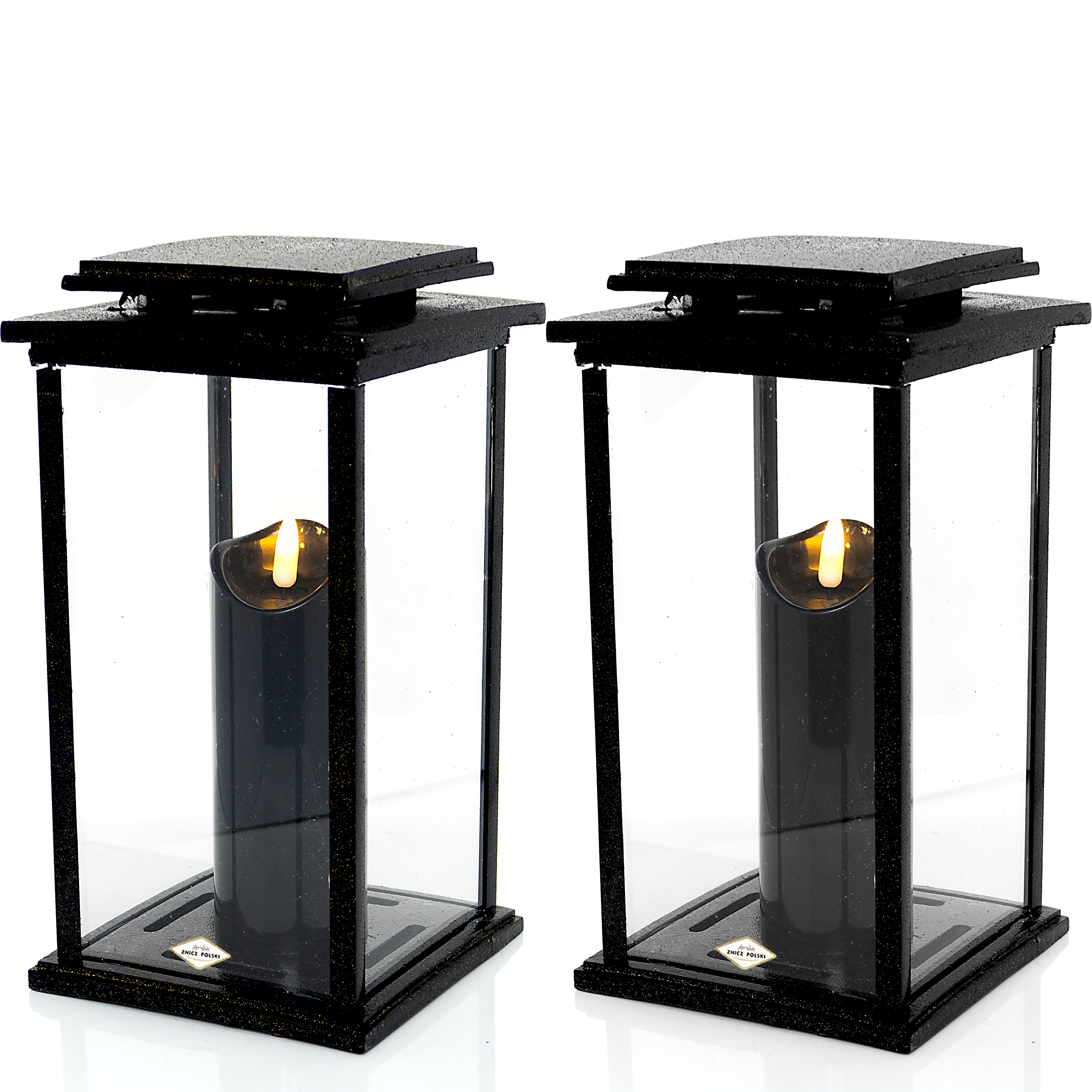 Czarny znicz żywiczny z brokatem