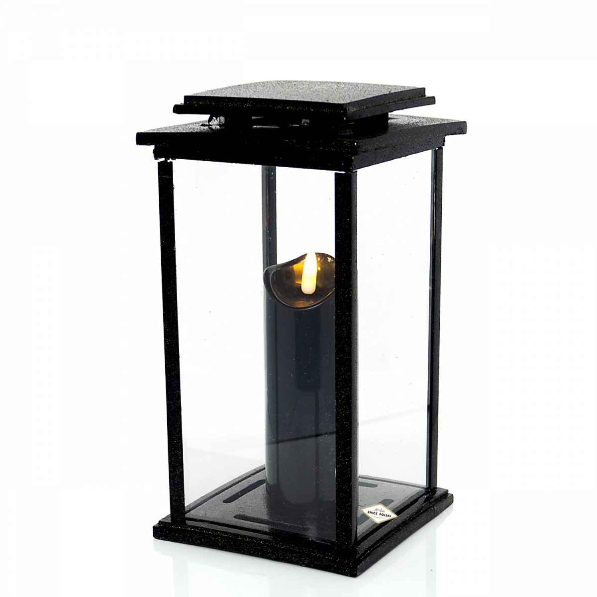 Czarny znicz żywiczny z brokatem