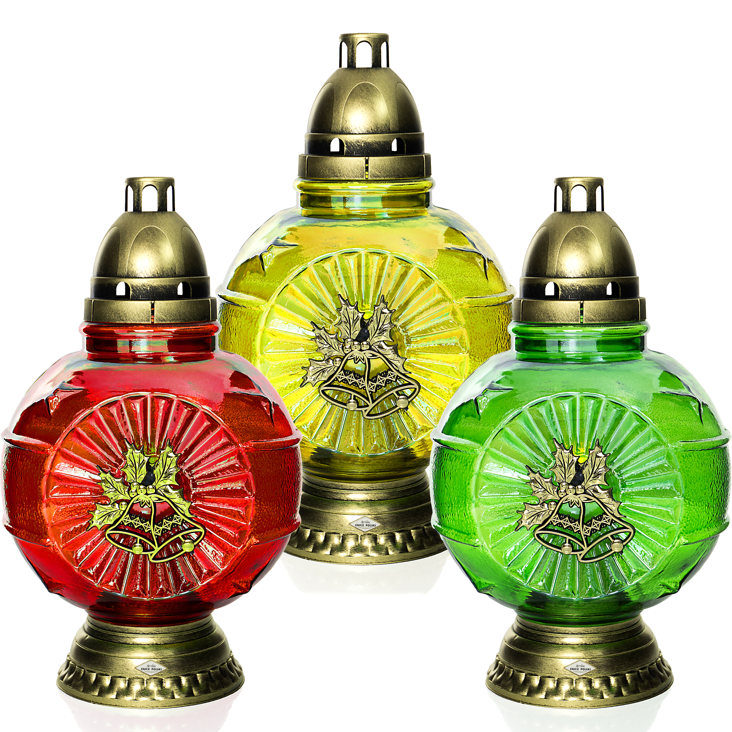 Znicz bożonarodzeniowy w kształcie bombki w 3 kolorach 31,5cm