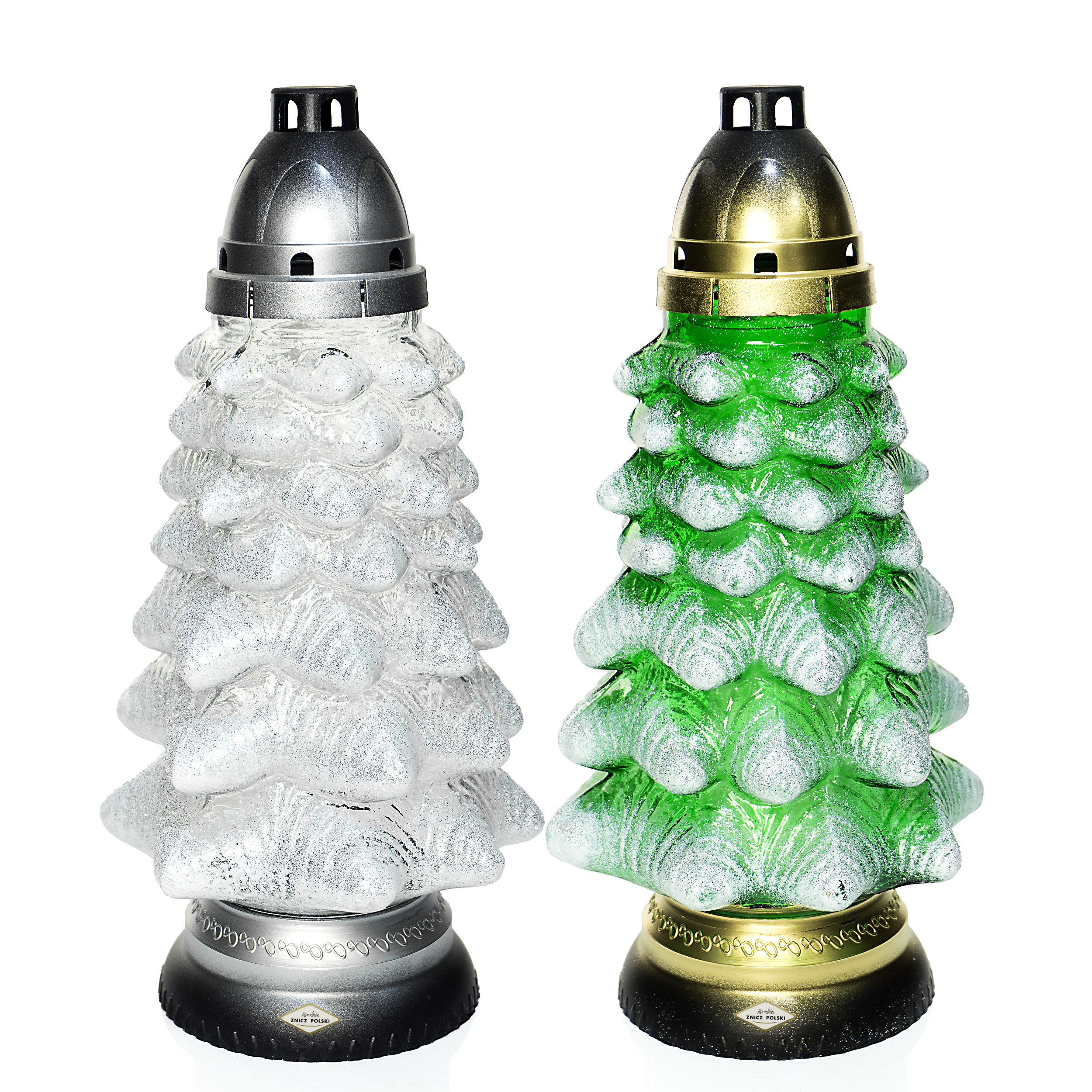 Znicz choinka bożonarodzeniowa nagrobna z brokatem CH01