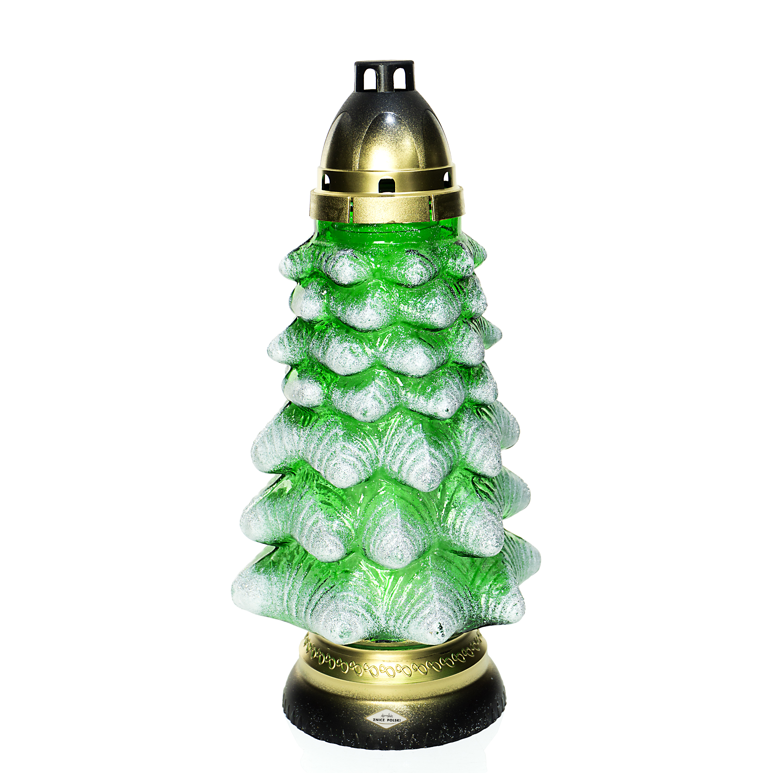 Znicz choinka bożonarodzeniowa nagrobna z brokatem CH01