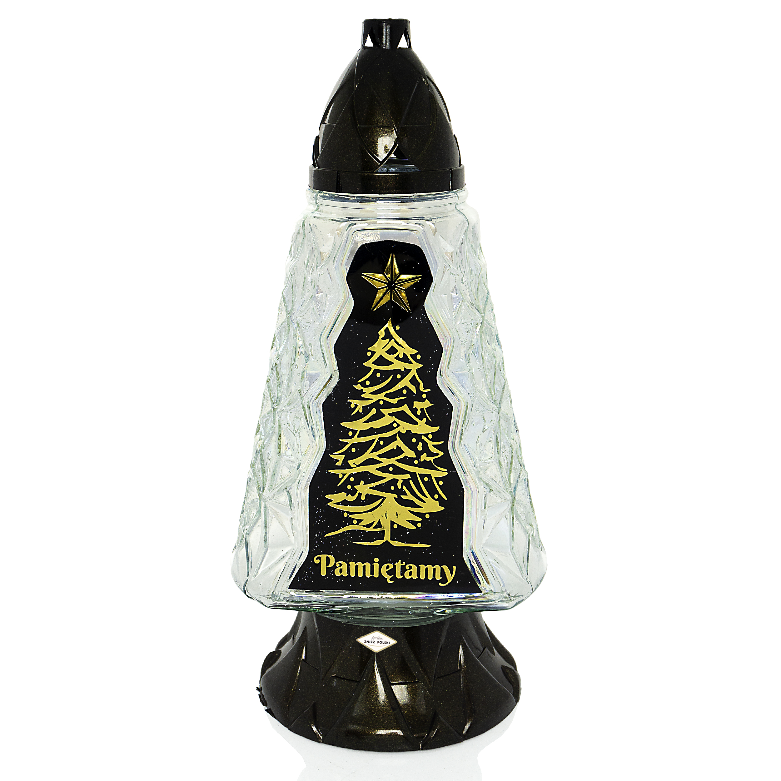 Wysoki znicz choinka z napisem "Pamiętamy" 37cm