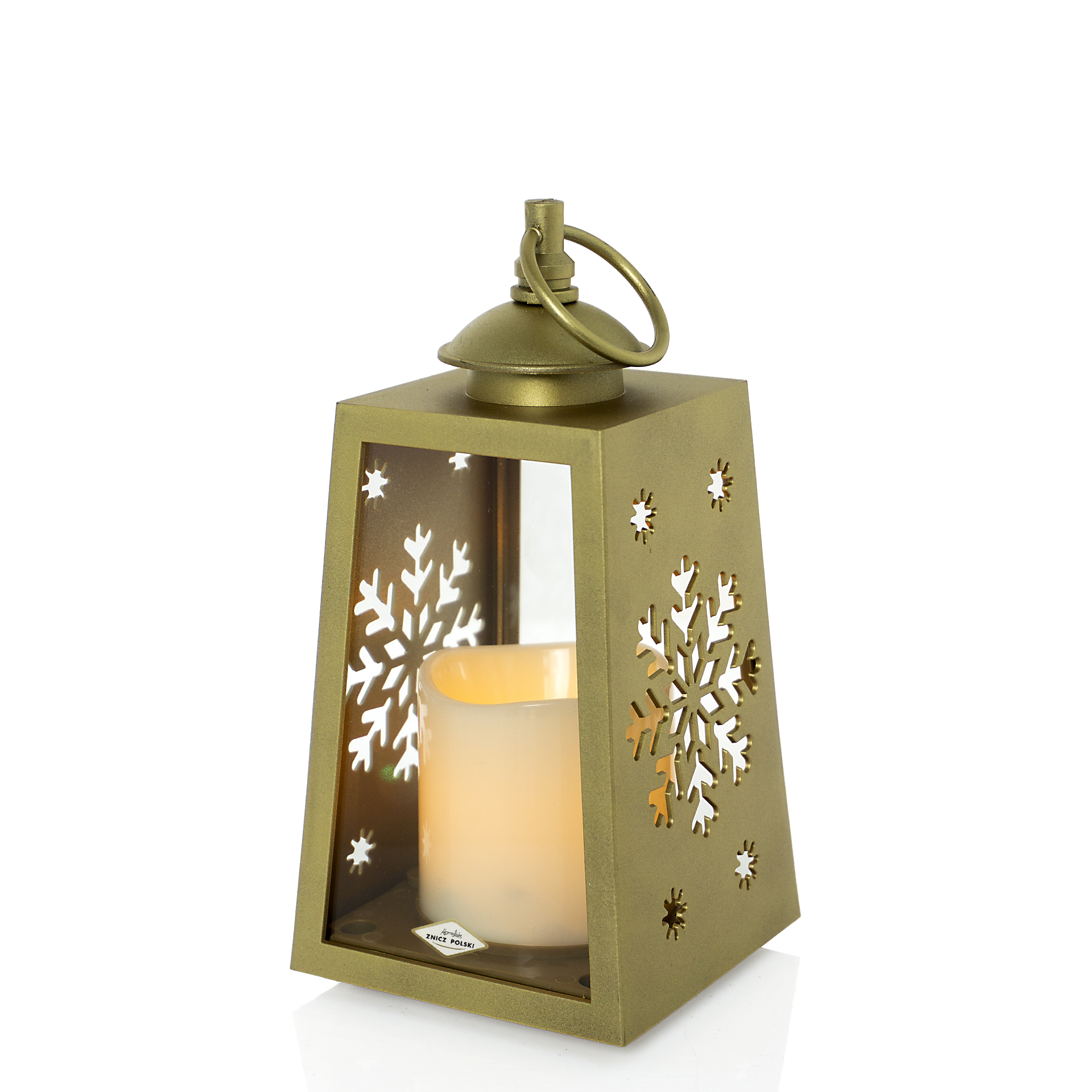 Zimowa bożonarodzeniowa latarenka LED z motywem śnieżynki