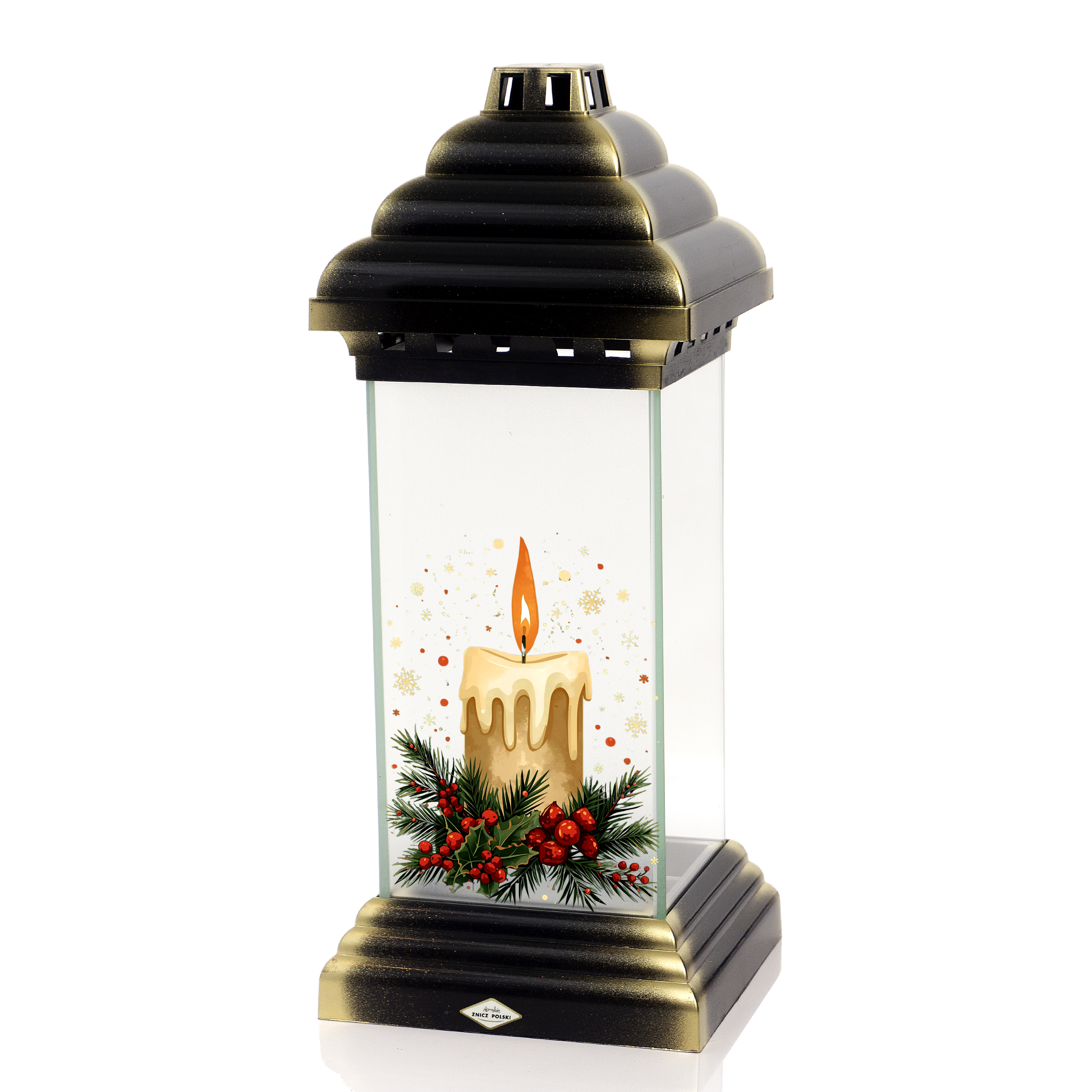 Znicz nagrobny z bożonarodzeniową świecą