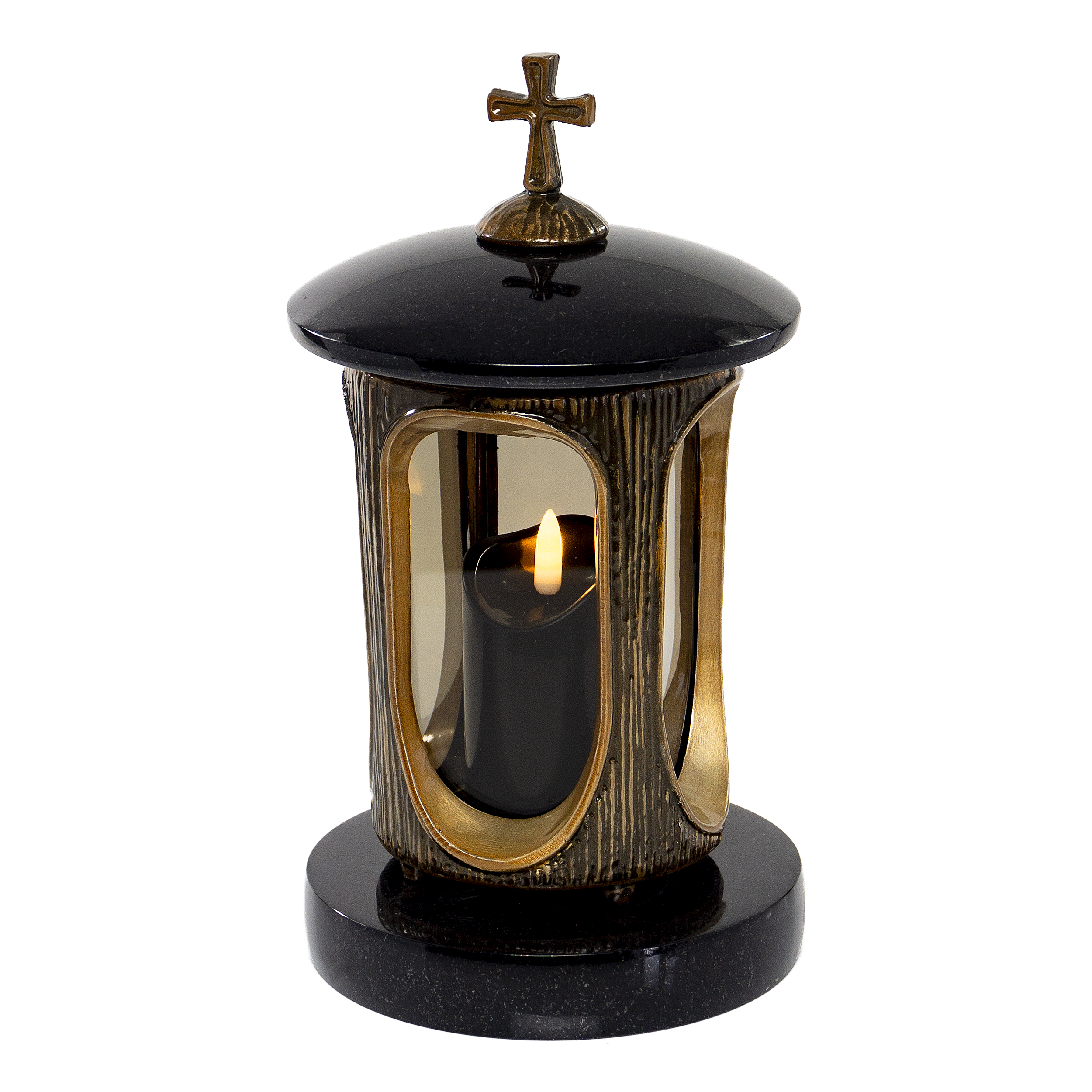 Znicz kamieniarski z granitu szwed ze srebrnym lub złotym korpusem