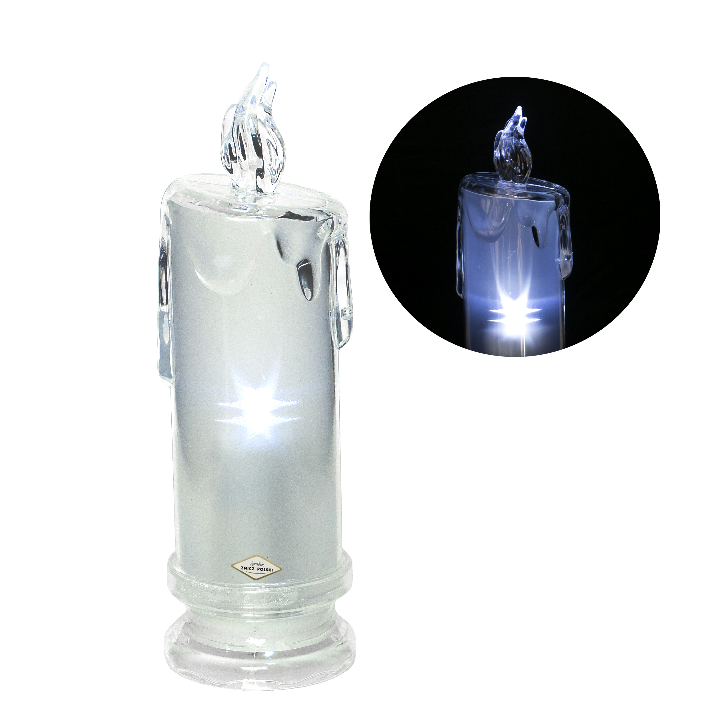 Efekt HOLO | wkład LED elegancka migająca świeca akrylowa 18cm