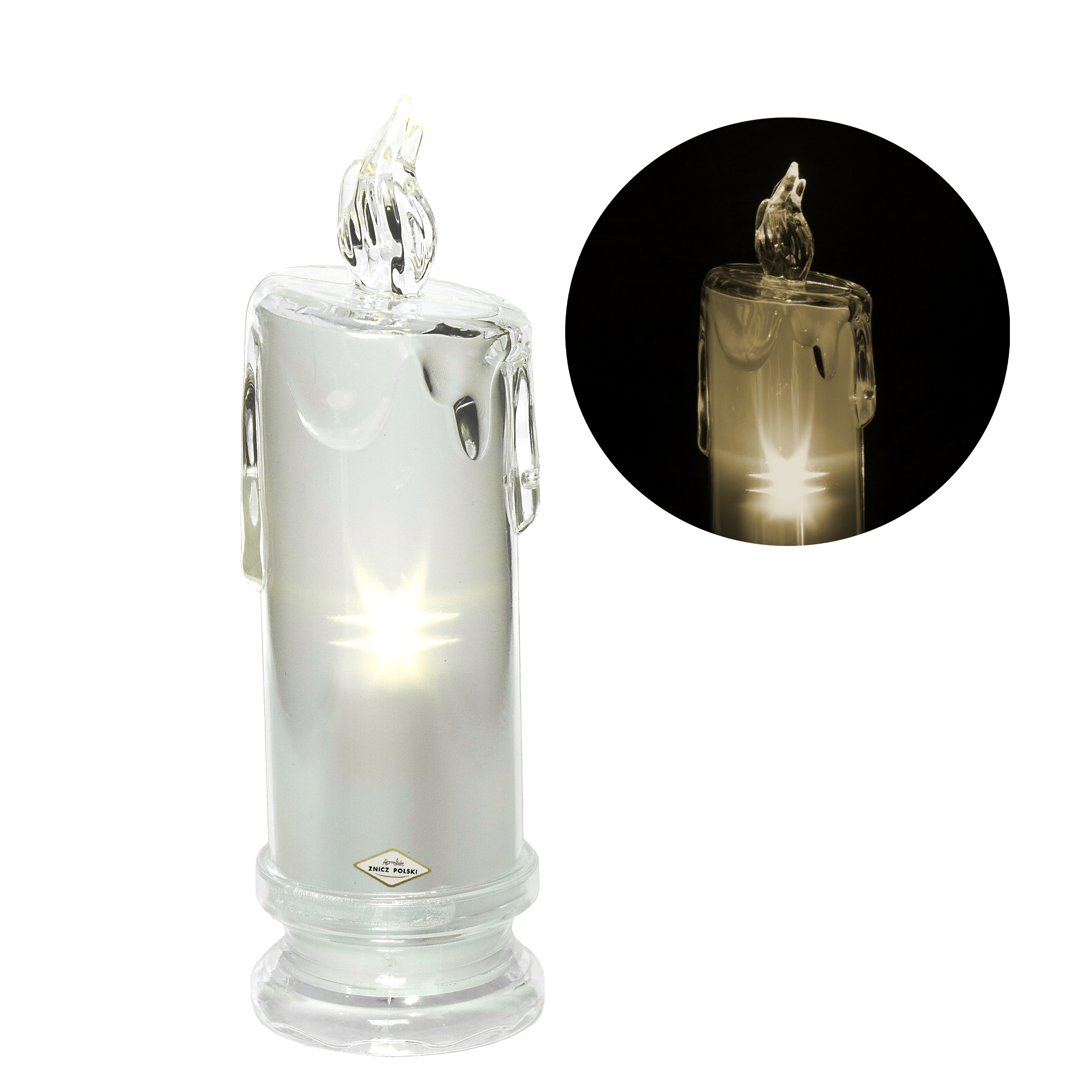 Efekt HOLO | wkład LED elegancka migająca świeca akrylowa 18cm