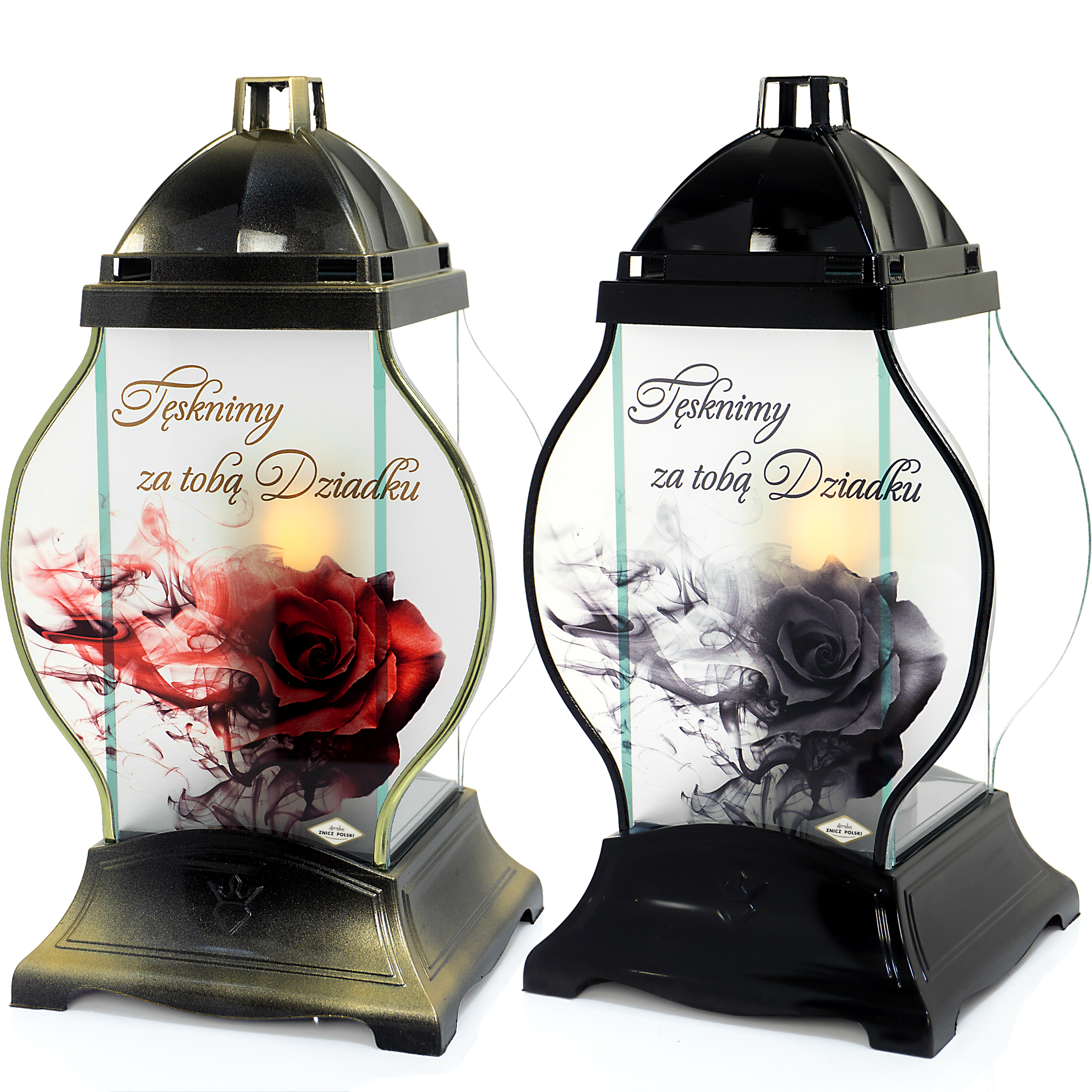 Znicz Szklany Premium „Tęsknimy za Tobą Dziadku” | Znicz Pamięci | Trwały i Elegancki