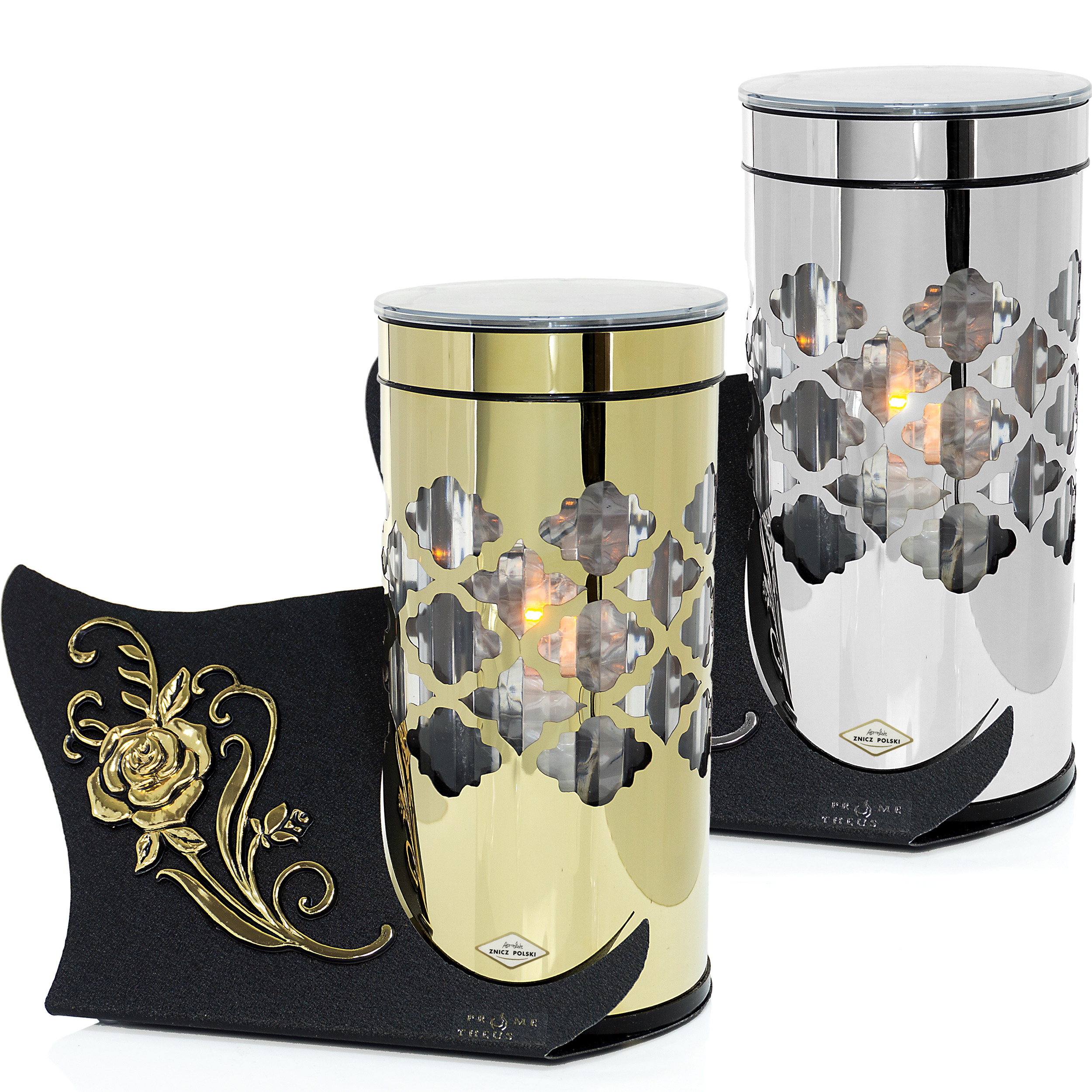 Nowoczesny znicz solarny LED PARIS – wersja złota i srebrna